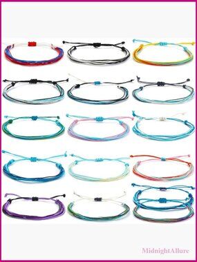 Handmade Waterproof Adjustable Braided Beach Surfer Bracelet Set